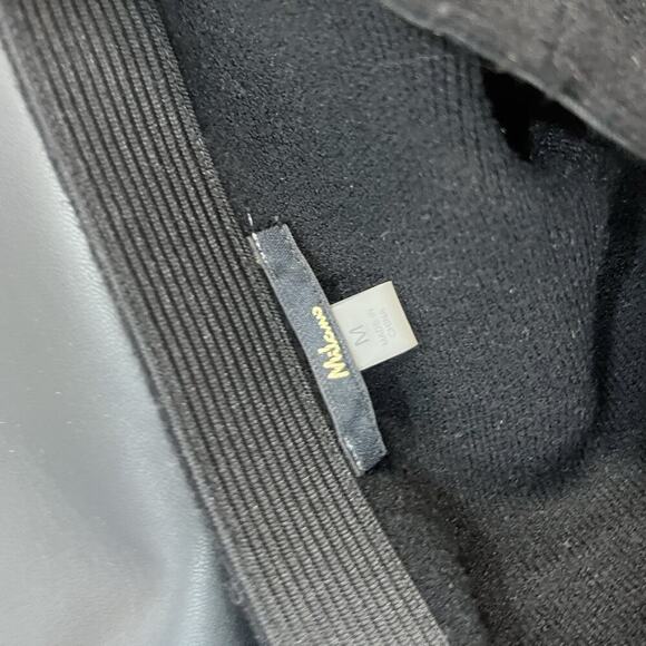 Milano Skirt size Medium Black Sweater Fleece Faux Leather A Line Knee Stretch - Picture 8 of 8